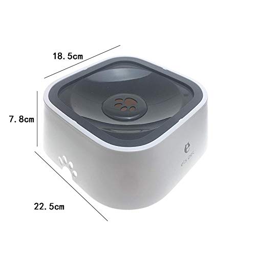 JUNGEN Bebedero Perro Antisalpicadura Bol Cuenco de Agua para Perro Gato Cachorro Flotante Tazón de Bebida para Mascotas 22.5 * 7.8 * 18.5 cm Gris