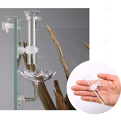 Juxing Bandeja para Tubo de alimentación de gambas y Peces de Acuario, Conjunto de Alimentador de Acuario Ensamblado con Acrílico Tubo de Comida, Tubo de 8 cm y Placa de 6 cm