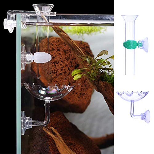Juxing Bandeja para Tubo de alimentación de gambas y Peces de Acuario, Conjunto de Alimentador de Acuario Ensamblado con Acrílico Tubo de Comida, Tubo de 8 cm y Placa de 6 cm