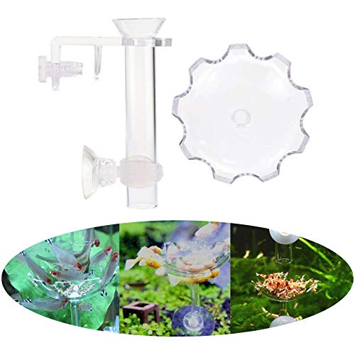Juxing Bandeja para Tubo de alimentación de gambas y Peces de Acuario, Conjunto de Alimentador de Acuario Ensamblado con Acrílico Tubo de Comida, Tubo de 8 cm y Placa de 6 cm