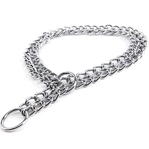 JYHY - Collar para Perro de Lujo, con Cadena en Forma de P y Cadena de Metal de Hierro y Doble Fila, para Entrenar a los Perros pequeños, medianos y Grandes (2.5mm × 45cm)