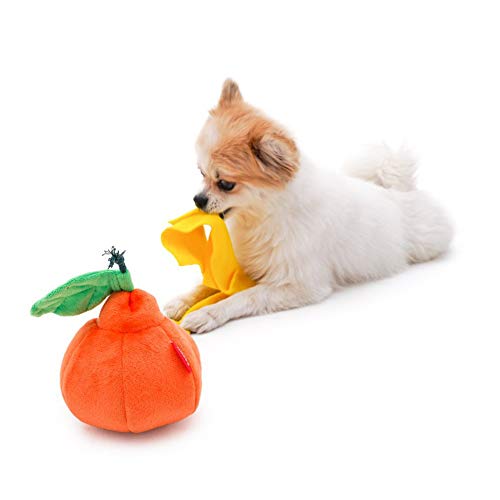 Kelong Juguete de peluche para perros, juguete de alimentación para cachorros, estilo mandarina, interactivo, duradero para ocultar y buscar juguetes