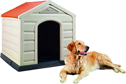 KG KitGarden - Caseta Perro Jardín, 90x92x89 cm, Beige/Terracota, Kennel Large