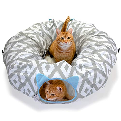 Kitty City Gran cama de túnel para gatos, cama plegable, juguetes para gatos, árbol de Navidad