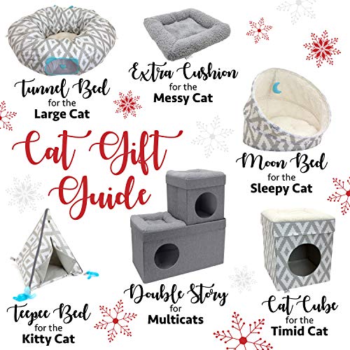 Kitty City Gran cama de túnel para gatos, cama plegable, juguetes para gatos, árbol de Navidad