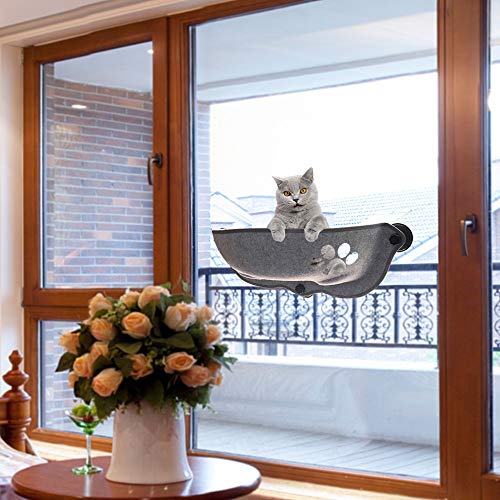 KNDJSPR Pegatinas para Ventanas, Hamaca para Gatos, Hamaca con Ventosa, hábitat por Ventana, Material de Fieltro, Textura Suave y cómoda, Puede soportar 15 kg de Peso, para Gatos y Perros