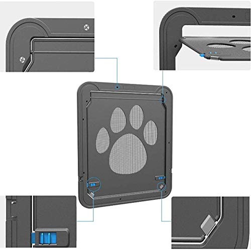KONFA Perro Gatera Puerta De Aleta del Perro del Gato Cerradura De La Puerta Automática De La Pantalla para Mascotas Puerta con Llave La Puerta Frontal,Negro