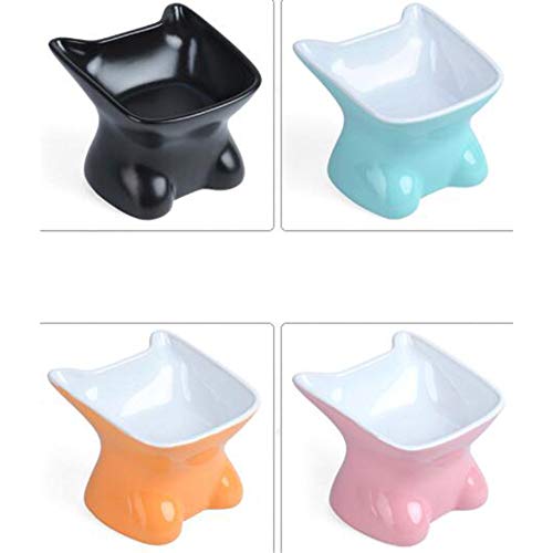 KONFA Taza de cerámica del Gato del Gato Utensilios Congelador Amplio Linda Alimentación Diseño Anti-Slip Bowl por Gatos y Pequeño Dogsdog Bowl por Gato Cachorro,Naranja,9.7 * 10.8 * 11.9cm