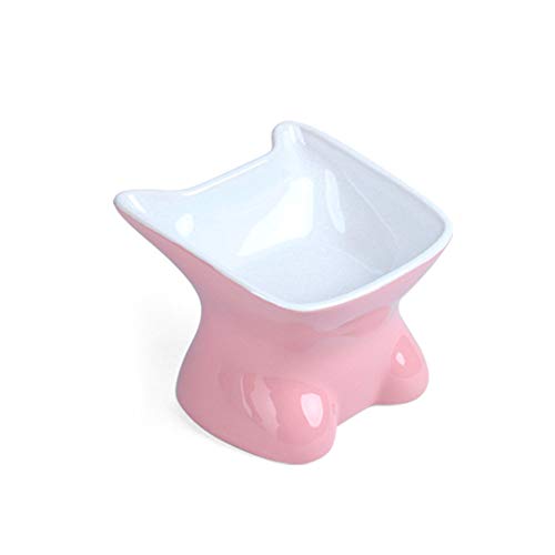KONFA Taza de cerámica del Gato del Gato Utensilios Congelador Amplio Linda Alimentación Diseño Anti-Slip Bowl por Gatos y Pequeño Dogsdog Bowl por Gato Cachorro,Naranja,9.7 * 10.8 * 11.9cm