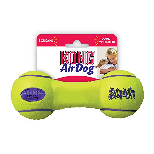 KONG - AirDog Squeaker Dumbbell - Juguete sonoro y saltarín, Tejido Pelota de Tenis - para Perros Grandes