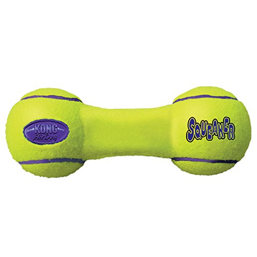 KONG - AirDog Squeaker Dumbbell - Juguete sonoro y saltarín, Tejido Pelota de Tenis - para Perros Grandes