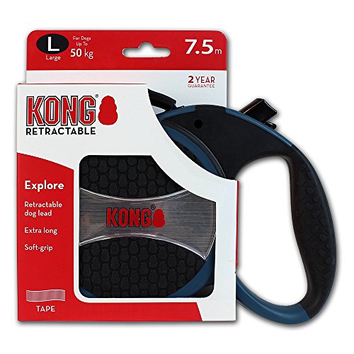 KONG Explore - Correa retráctil para Perro, Grande, Azul, 7,5 m