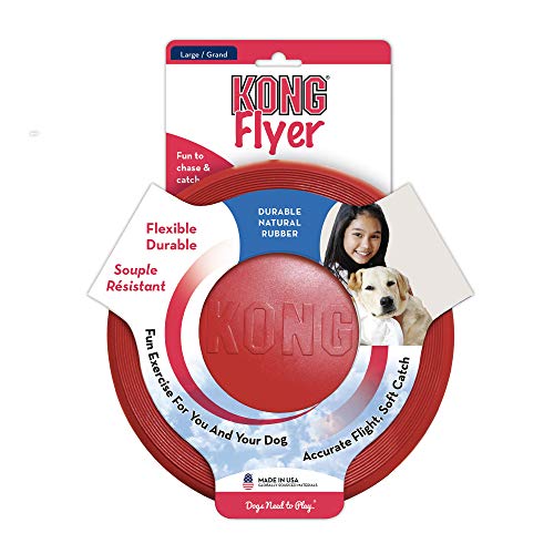 KONG - Flyer - Frisbee de Caucho Resistente - para Perros Grandes