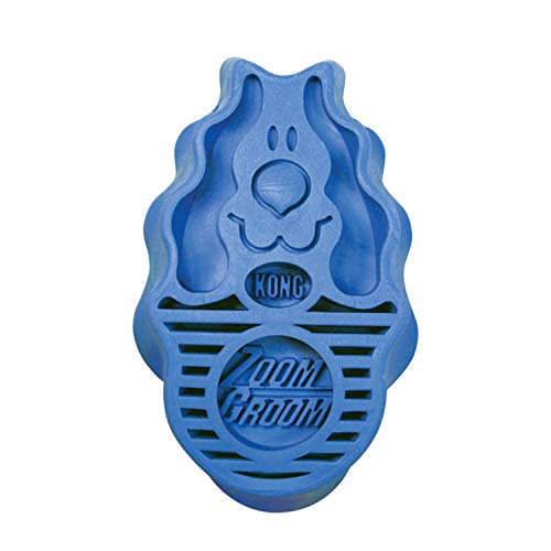 KONG - ZoomGroom - Cepillo para Perro, para peinar y enjabonar - para Perros de Raza Grande (Azul)