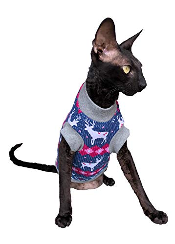 Kotomoda CAMISETA CALIENTE DE Gato para gatos alquiladores Sudadera de Ciervo de Santa (XS)