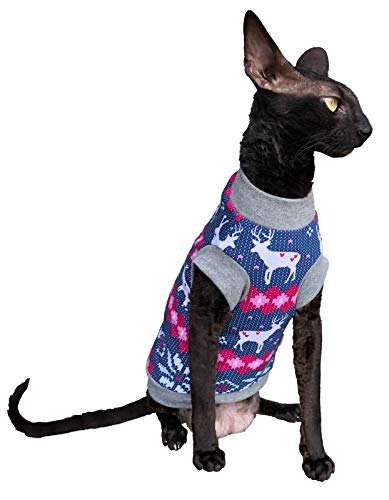 Kotomoda CAMISETA CALIENTE DE Gato para gatos alquiladores Sudadera de Ciervo de Santa (XS)
