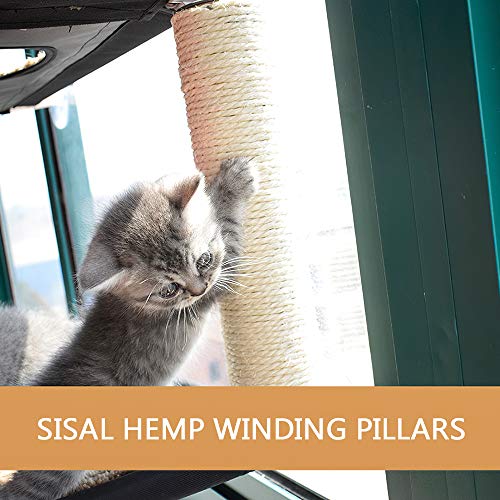 Kshzmoto Ventana de Gato Cama con Hamaca de Percha Doble Cubierta Ventana Ventosas Asiento Estantes para Gatos Cama de Hamaca para Tomar el Sol Cama para Gato Sostener hasta 20 kg 44 LB