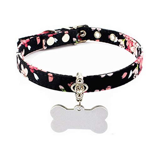 KTENME Collar de perro con campana ajustable para perros y gatos de tamaño mediano y pequeño (negro).