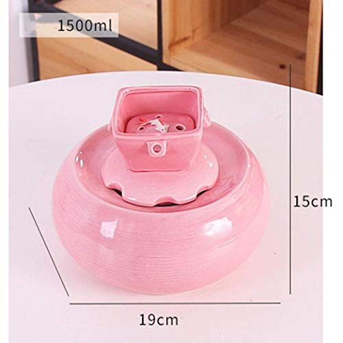 KUANDARM Bebedero Perro automatico Fuente Alimentador de Agua para Gatos Dispensador de Agua Agua circulante muda Obra de Arte Hecha a Mano Fuentes para Beber, Bebedero para Gato, Pink