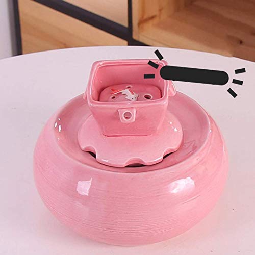 KUANDARM Bebedero Perro automatico Fuente Alimentador de Agua para Gatos Dispensador de Agua Agua circulante muda Obra de Arte Hecha a Mano Fuentes para Beber, Bebedero para Gato, Pink