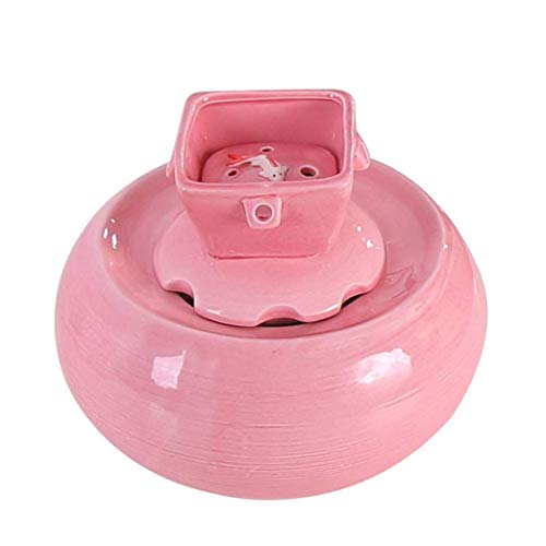 KUANDARM Bebedero Perro automatico Fuente Alimentador de Agua para Gatos Dispensador de Agua Agua circulante muda Obra de Arte Hecha a Mano Fuentes para Beber, Bebedero para Gato, Pink