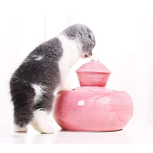 KUANDARM Bebedero Perro automatico Fuente Obra de Arte Hecha a Mano Alimentador de Agua para Gatos Dispensador de Agua Fuentes de Agua circulante muda,Bebedero para Gato