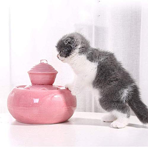 KUANDARM Bebedero Perro automatico Fuente Obra de Arte Hecha a Mano Alimentador de Agua para Gatos Dispensador de Agua Fuentes de Agua circulante muda,Bebedero para Gato