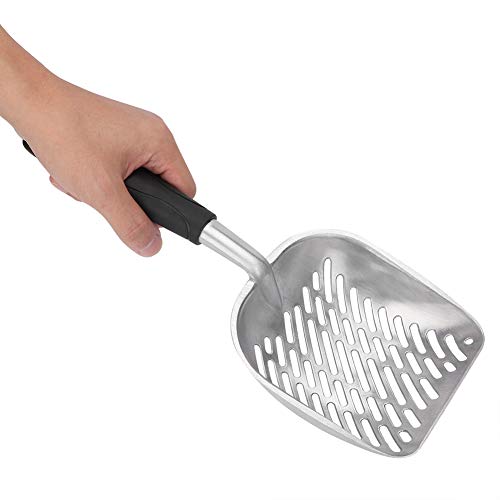 KUIDAMOS - Cuchara para Arena para Gatos, Herramienta de Limpieza de excrementos para Mascotas, Mango cómodo, fácil de filtrar, Mango cómodo, para Limpiar la Arena para Gatos(Negro)