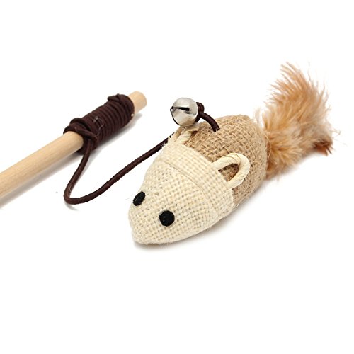 Kungfu Mall Pet Cat Kitten Toy Teaser Varita ratón de bola plumas Play Toy