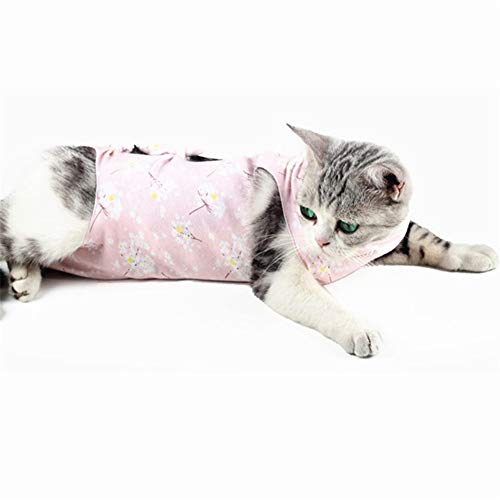 KunLS Pijamas para Perros Pequeños Ropa para Gatos Pequeños Perro médico Chaleco Traje Corporal para Perro después de la cirugía Perro recuperación Trajes Pink,S