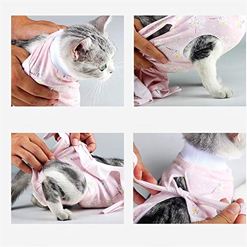 KunLS Pijamas para Perros Pequeños Ropa para Gatos Pequeños Perro médico Chaleco Traje Corporal para Perro después de la cirugía Perro recuperación Trajes Pink,S