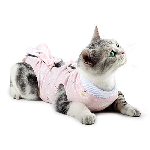 KunLS Pijamas para Perros Pequeños Ropa para Gatos Pequeños Perro médico Chaleco Traje Corporal para Perro después de la cirugía Perro recuperación Trajes Pink,S
