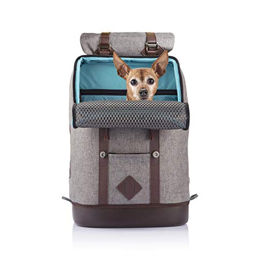 Kurgo K81024 - Mochila para mascotas pequeñas - K9 - Gris jaspeado - Base impermeable - Mochila para perros de hasta 11 kg - Bolsa para gatos, 1361 g