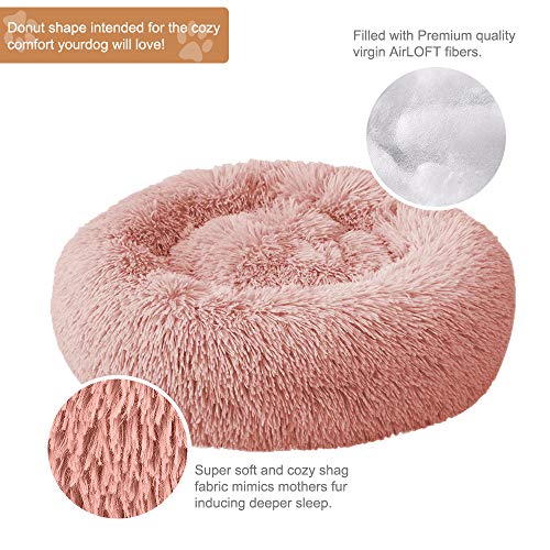 laamei Cama Redonda para Mascotas Deluxe para Gatos y Perros Pequeños y Medianos con Cojín Suave para Nido de Donut Cama de Dormir Peluda Cueva Lavable para Cuatro Estaciones(S/M/L) Color Sólido