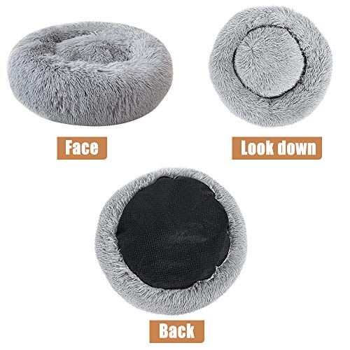 laamei Cama Redonda para Mascotas Deluxe para Gatos y Perros Pequeños y Medianos con Cojín Suave para Nido de Donut Cama de Dormir Peluda Cueva Lavable para Cuatro Estaciones(S/M/L) Color Sólido
