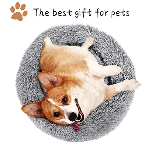 laamei Cama Redonda para Mascotas Deluxe para Gatos y Perros Pequeños y Medianos con Cojín Suave para Nido de Donut Cama de Dormir Peluda Cueva Lavable para Cuatro Estaciones(S/M/L) Color Sólido