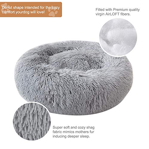 laamei Cama Redonda para Mascotas Deluxe para Gatos y Perros Pequeños y Medianos con Cojín Suave para Nido de Donut Cama de Dormir Peluda Cueva Lavable para Cuatro Estaciones(S/M/L) Color Sólido