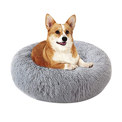 laamei Cama Redonda para Mascotas Deluxe para Gatos y Perros Pequeños y Medianos con Cojín Suave para Nido de Donut Cama de Dormir Peluda Cueva Lavable para Cuatro Estaciones(S/M/L) Color Sólido