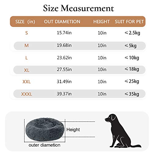 laamei Cama Redonda para Mascotas Deluxe para Gatos y Perros Pequeños y Medianos con Cojín Suave para Nido de Donut Cama de Dormir Peluda Cueva Lavable para Cuatro Estaciones(S/M/L) Color Sólido