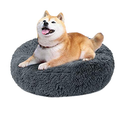 laamei Cama Redonda para Mascotas Deluxe para Gatos y Perros Pequeños y Medianos con Cojín Suave para Nido de Donut Cama de Dormir Peluda Cueva Lavable para Cuatro Estaciones(S/M/L) Color Sólido