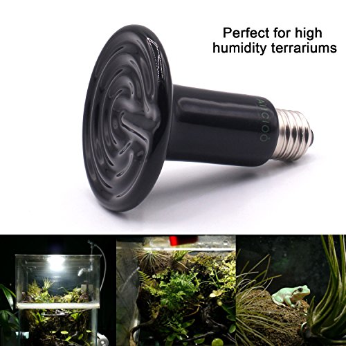 Lámpara de calor para reptiles de terrario - Bombilla emisora ​​de calor de cerámica para lagartos / tortugas / pollos Cooper Crianza Tornillo de descanso para mascotas no livianas E27 220-240 V, negro (75 W)