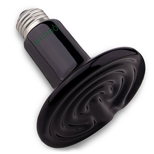 Lámpara de calor para reptiles de terrario - Bombilla emisora ​​de calor de cerámica para lagartos / tortugas / pollos Cooper Crianza Tornillo de descanso para mascotas no livianas E27 220-240 V, negro (75 W)