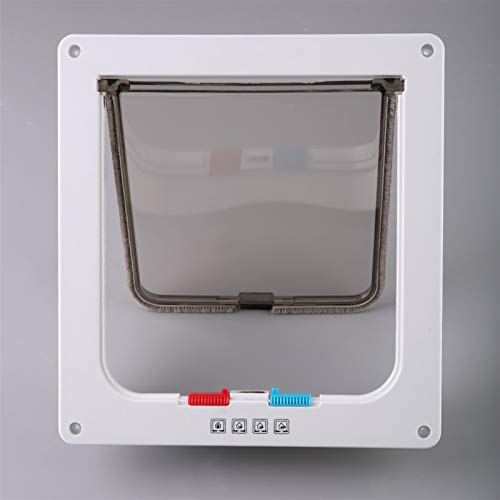 Langxing Perro Gatera Mate Puerta con 4 vías con Cierre de Cristal Montaje de Alimentos for Mascotas Perro de Entrada Puerta automática Puerta Orificio de Salida for el Gato Juego Juguete (Size : M)