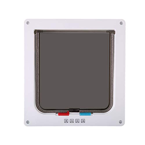 Langxing Perro Gatera Mate Puerta con 4 vías con Cierre de Cristal Montaje de Alimentos for Mascotas Perro de Entrada Puerta automática Puerta Orificio de Salida for el Gato Juego Juguete (Size : M)