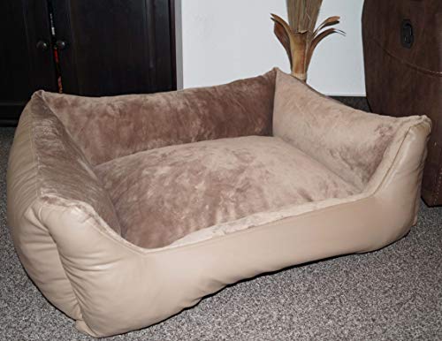 Lanoso - Cama para perros (120 cm x 100 cm, piel beige/pelo claro)