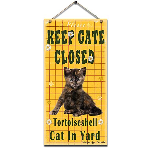 Lata con texto en inglés «Please Keep Gate Closed Persian Cat In Yardpersian20X30 CM Lata de aspecto vintage para decoración de pared