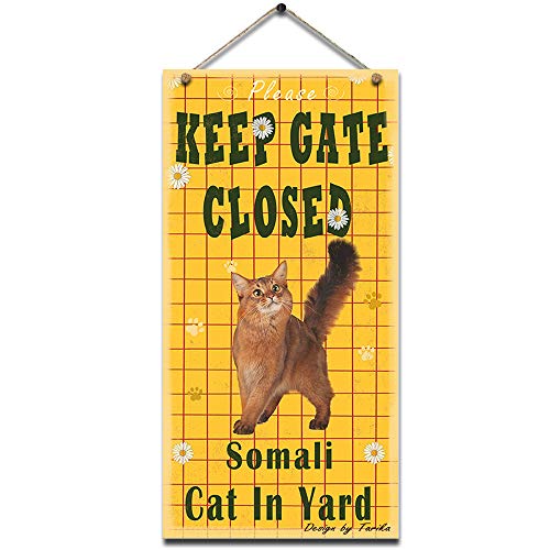 Lata con texto en inglés «Please Keep Gate Closed Persian Cat In Yardpersian20X30 CM Lata de aspecto vintage para decoración de pared