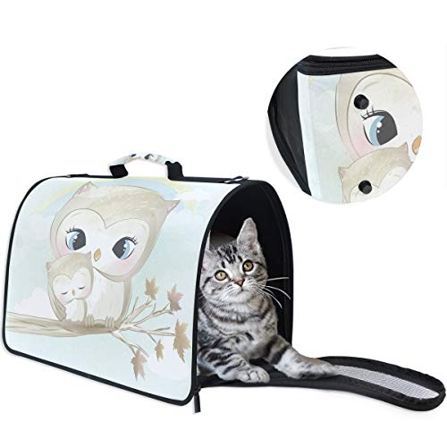 LDIYEU Búho Gris Madre Bebé Pájaro Portátil Gato Perro Cachorro Portador Gatito Pug Mochila Bolsa de Transporte Aerolínea aprobada Pet Carrier para al Aire Libre Viaje