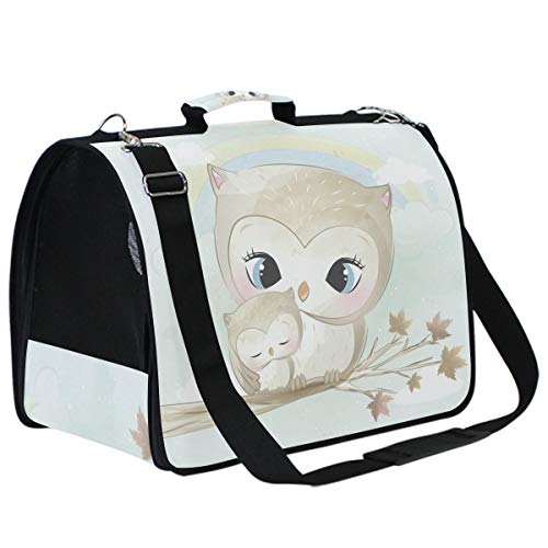 LDIYEU Búho Gris Madre Bebé Pájaro Portátil Gato Perro Cachorro Portador Gatito Pug Mochila Bolsa de Transporte Aerolínea aprobada Pet Carrier para al Aire Libre Viaje