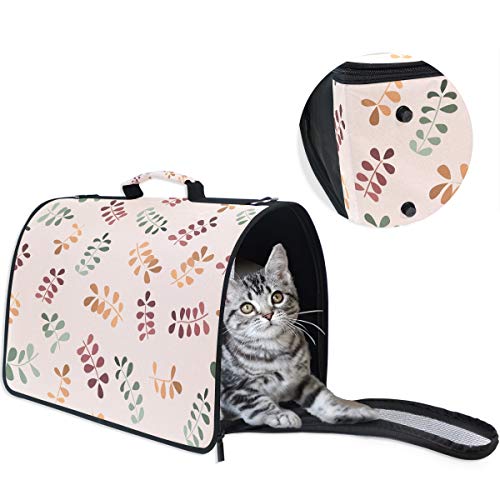 LDIYEU Hoja Rosa Contratada Portátil Gato Perro Cachorro Portador Gatito Pug Mochila Bolsa de Transporte Aerolínea aprobada Pet Carrier para al Aire Libre Viaje